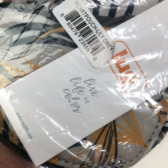 NEW NWT Lug Heart Coin Pouch LILY GRAY Wallet Floral Flowers - Picture 2 of 5